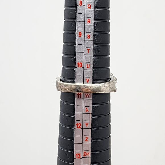 Vintage Sterling Silver Cubic Zirconia Size 10.75 Heavy Ring - Picture 9 of 10